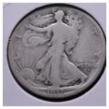 1917 D WALKING HALF DOLLAR VG