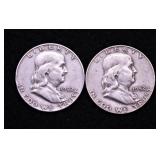 TWO FRANKLIN HALF DOLLARS