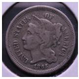 1865 3 CENT PIECE VF