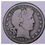 1902 BARBER HALF DOLLAR VG