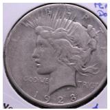 1928 PEACE DOLLAR VF RARE DATE