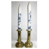 2 PAIR BRASS CANDLESTICKS