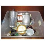 GROUPING: KITCHENWARE: TIN COFFEE PERCULATOR,