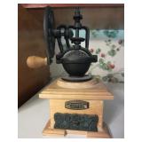 VINTAGE CAST IRON AND WOODEN COFFEE MILL