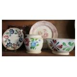 GROUPING: CERAMIC BATTER BOWL, PLATE,