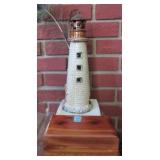 CEDAR JEWELRY BOX AND CERAMIC LIGHT HOUSE
