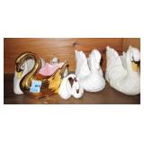 6 CERAMIC SWAN FIGURINES
