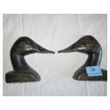 PAIR CAST IRON DUCK HEAD BOOKENDS