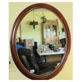 28" X 34" OVAL WOOD FRAMED WALL MIRROR