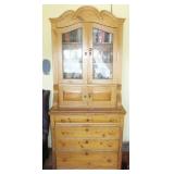 VINTAGE PINE DRESSER WITH BOOKCASE TOP
