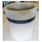 5" CHEESE CROCK WITH BLUE STRIPE
