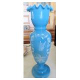 10" HAND PAINTED BRISTOL GLASS VASE WITH
