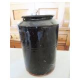 9" REDWARE CROCK WITH CHIPS ALONG BASE