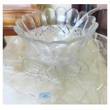 CRYSTAL PUNCH BOWL W/UNDER PLATE AND