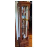 OAK CURIO CABINET WITH GLASS SHELVES