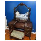 ANTIQUE MAHONGANY VANITY WITH MIRROR AND