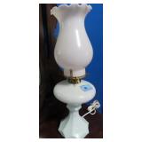 VINTAGE BOUDORIR LAMP, MILK GLASS, ELECTRIC
