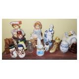 GROUPING: FIGURINES, SHAKERS, BELL, ETC