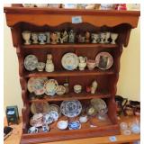ANTIQUE WALL HANGING SPOON AND PLATE RACK