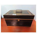 VINTAGE TIN DOCUMENT BOX - 13" X 9" X 7"