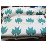 2 HANDMADE QUILTS - MAPLE LEAVE PATTERN