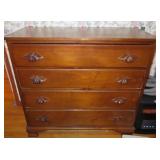 WALNUT 4 DRAWER DRESSER WITH CARVED PULLS