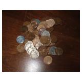 5 BUFFALO NICKLES, 50 WHEAT CENTS