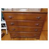 WALNUT 4 DRAWER DRESSER WITH CARVED PULLS