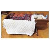 ANTIQUE ROCKING DOLL CRADDLE WITH DOLL AND