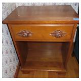 WALNUT SINGLE DRAWER NIGHT STAND WITH CARVED