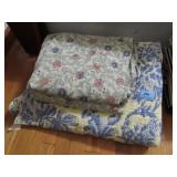 STORE BOUGHT QUILT, QUEEN SIZE, SHEETS