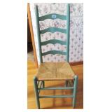 PAINTED LADDER BACK CHAIR WITH WOVEN SEAT