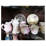GROUPING: CERAMIC CUPS, CREAMER, SAUCERS, ETC