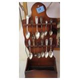 COLLECTOR SPOON RACK WITH 12 STERLING SILVER