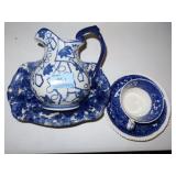 4 PIECES OF BLUE AND WHITE IRON STONE