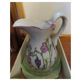 CERAMIC PITCHER, GLASS BOWLS, TRINKET BOX, ETC