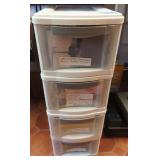 4 PLASTIC STORAGE DRAWERS OF POSTCARDS AND