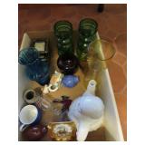 GROUPING: TEA POT, FLOWER VASES, PICTURE FRAMES