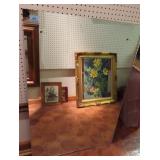 GROUPING: MIRROR, PICTTURE FRAMES, CAT PRINT, ETC