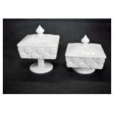 TWO MILK GLASS  CANDY DISHES