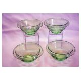 FOUR GREEN DEPRESSION BOWLS