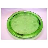 GREEN DEPRESSION CAKE PLATE