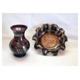 AMETHYST VASE AND ASHTRAY