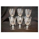 HEISEY IVY STEMWARE SET OF 6