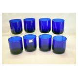 EIGHT COBALT BLUE TUMBLERS