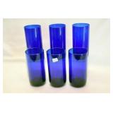 SIX COBALT BLUE TUMBLERS