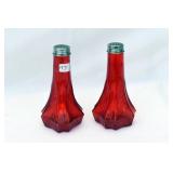 RED GLASS SALT & PEPPER SET