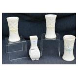 FOUR SMALL BELLEEK VASES