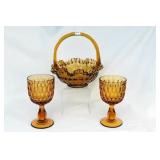 FENTON BASKET AND GOBLETS