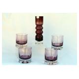 AMETHYST VASE AND TUMBLERS